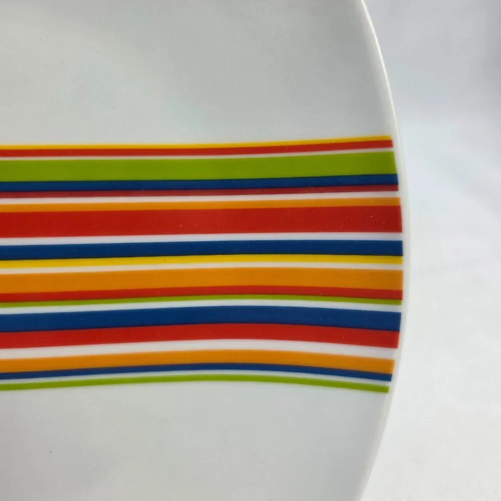TWO Tabletops Unlimited Gallery Westwood Salad Plates White Multicolor Stripes